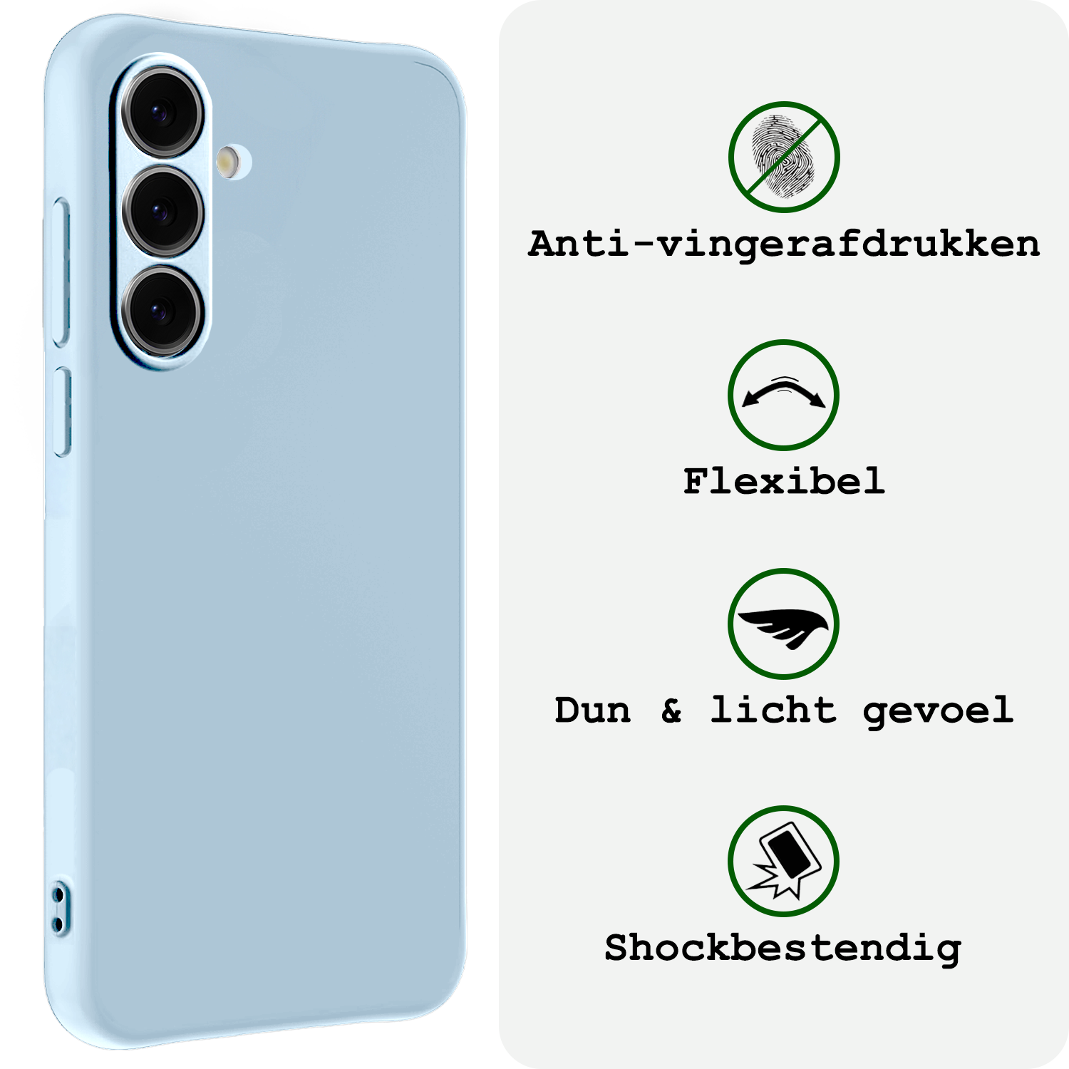 BASEY. Hoes Geschikt voor Samsung S24 FE Hoesje Siliconen Back Cover Case - Hoesje Geschikt voor Samsung Galaxy S24 FE Hoes Cover Hoesje - Lichtblauw - 2 Stuks