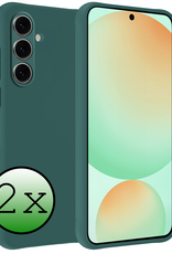 BASEY. Hoes Geschikt voor Samsung S24 FE Hoesje Siliconen Back Cover Case - Hoesje Geschikt voor Samsung Galaxy S24 FE Hoes Cover Hoesje - Donkergroen - 2 Stuks