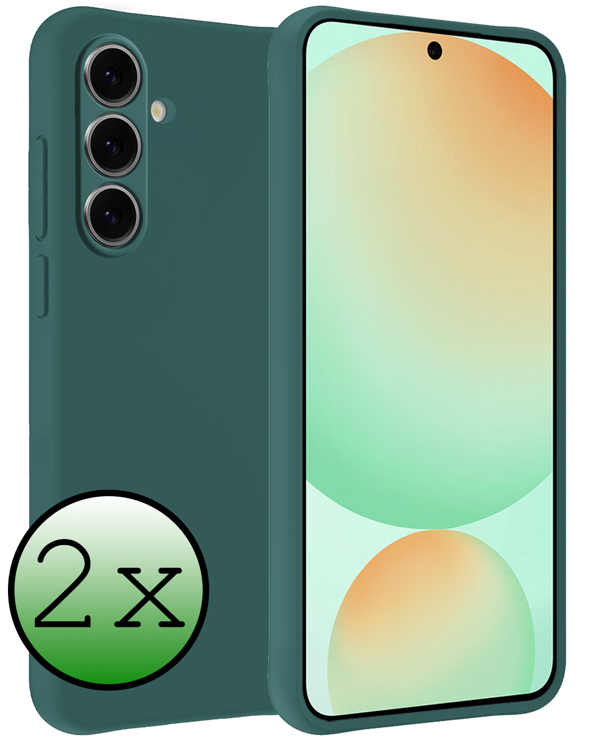 BASEY. Hoes Geschikt voor Samsung S24 FE Hoesje Siliconen Back Cover Case - Hoesje Geschikt voor Samsung Galaxy S24 FE Hoes Cover Hoesje - Donkergroen - 2 Stuks