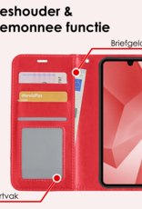 NoXx Hoes Geschikt voor Samsung A16 Hoesje Book Case Hoes Flip Cover Wallet Bookcase Met Screenprotector - Rood