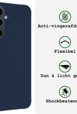 BASEY. Hoes Geschikt voor Samsung S24 FE Hoesje Siliconen Back Cover Case - Hoesje Geschikt voor Samsung Galaxy S24 FE Hoes Cover Hoesje - Donkerblauw - 2 Stuks