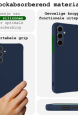BASEY. Hoes Geschikt voor Samsung S24 FE Hoesje Siliconen Back Cover Case - Hoesje Geschikt voor Samsung Galaxy S24 FE Hoes Cover Hoesje - Donkerblauw - 2 Stuks