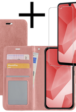 NoXx Hoes Geschikt voor Samsung A16 Hoesje Book Case Hoes Flip Cover Wallet Bookcase Met Screenprotector - Rosé goud