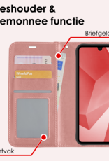 NoXx Hoes Geschikt voor Samsung A16 Hoesje Book Case Hoes Flip Cover Wallet Bookcase Met Screenprotector - Rosé goud