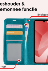 NoXx Hoes Geschikt voor Samsung A16 Hoesje Book Case Hoes Flip Cover Wallet Bookcase Met Screenprotector - Turquoise