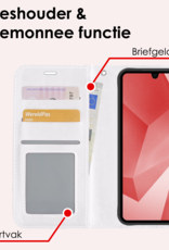 NoXx Hoes Geschikt voor Samsung A16 Hoesje Book Case Hoes Flip Cover Wallet Bookcase Met Screenprotector - Wit