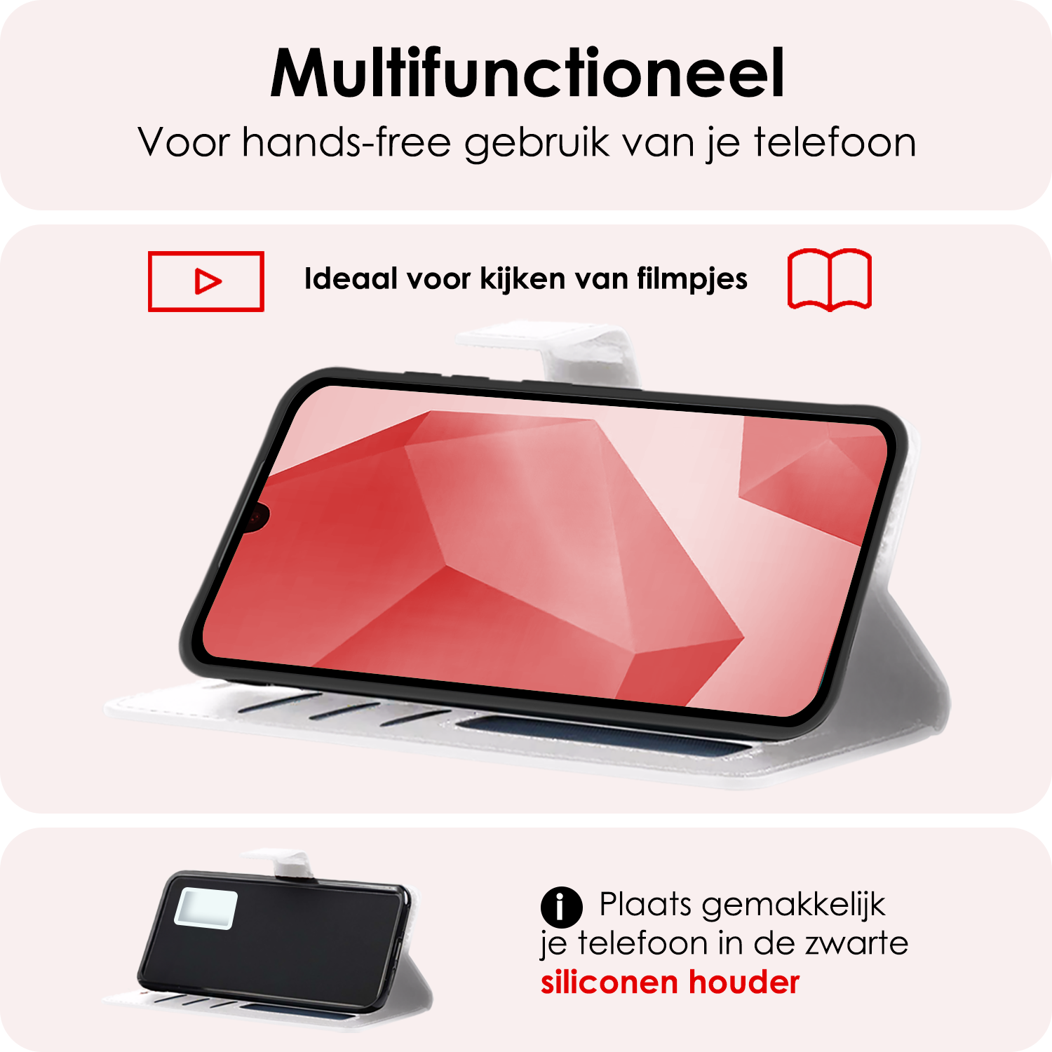 NoXx Hoes Geschikt voor Samsung A16 Hoesje Book Case Hoes Flip Cover Wallet Bookcase Met Screenprotector - Wit