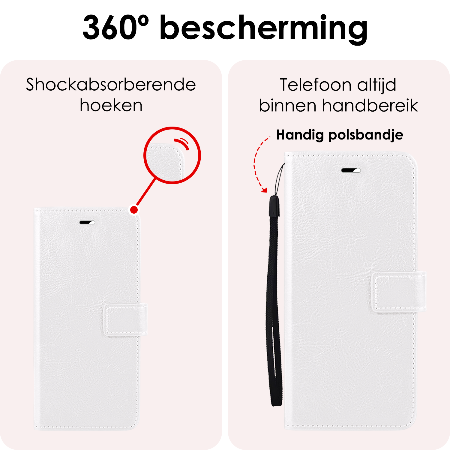 NoXx Hoes Geschikt voor Samsung A16 Hoesje Book Case Hoes Flip Cover Wallet Bookcase Met Screenprotector - Wit