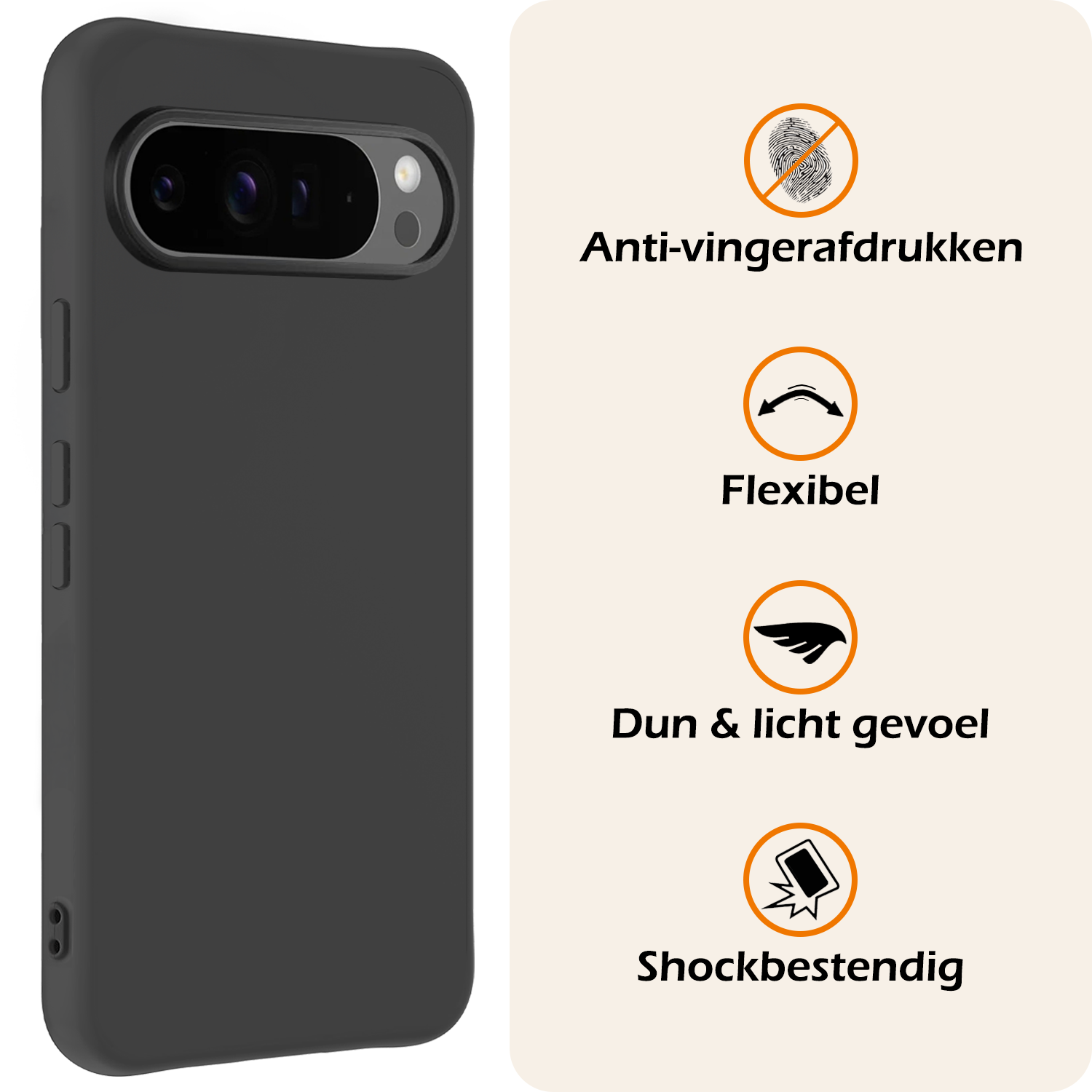 Nomfy Hoesje Geschikt voor Google Pixel 9 Pro Hoesje Siliconen Case Hoes - Hoes Geschikt voor Google Pixel 9 Pro Hoes Cover Case - Zwart