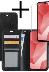 NoXx Hoes Geschikt voor Samsung A16 Hoesje Book Case Hoes Flip Cover Wallet Bookcase Met Screenprotector - Zwart