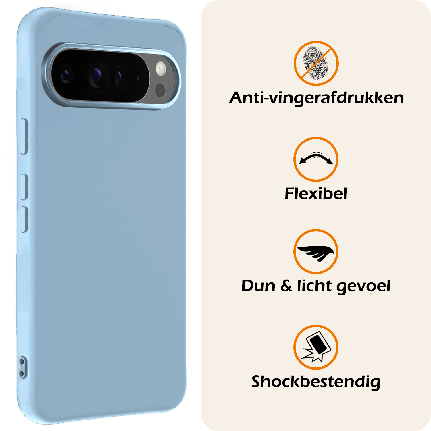 Nomfy Hoesje Geschikt voor Google Pixel 9 Pro Hoesje Siliconen Case Hoes - Hoes Geschikt voor Google Pixel 9 Pro Hoes Cover Case - Lichtblauw