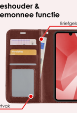 NoXx Hoes Geschikt voor Samsung A16 Hoesje Book Case Hoes Flip Cover Wallet Bookcase Met 2x Screenprotector - Bruin