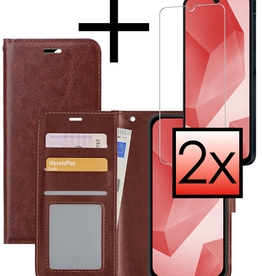 NoXx NoXx Samsung Galaxy A16 Hoesje Bookcase Met 2x Screenprotector - Bruin