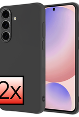 NoXx Hoes Geschikt voor Samsung S24 FE Hoesje Cover Siliconen Back Case Hoes - Zwart - 2 PACK