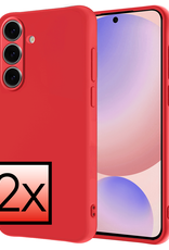 NoXx Hoes Geschikt voor Samsung S24 FE Hoesje Cover Siliconen Back Case Hoes - Rood - 2 PACK