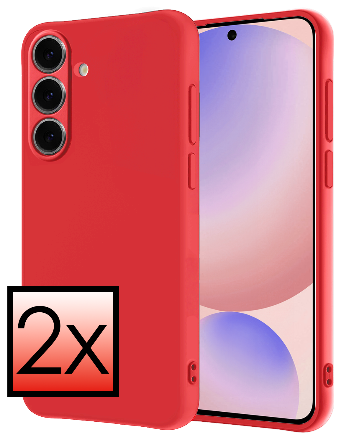 NoXx Hoes Geschikt voor Samsung S24 FE Hoesje Cover Siliconen Back Case Hoes - Rood - 2 PACK