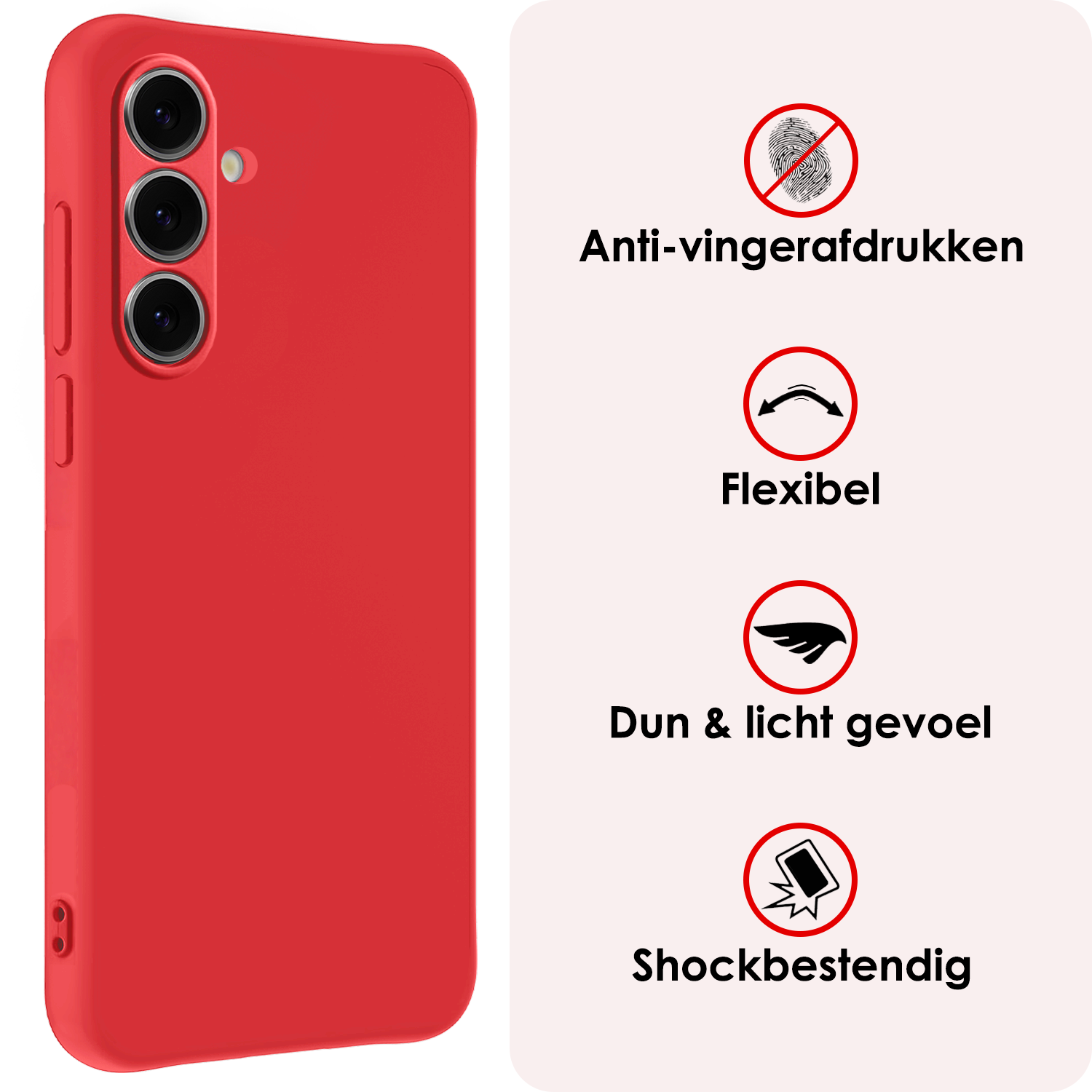 NoXx Hoes Geschikt voor Samsung S24 FE Hoesje Cover Siliconen Back Case Hoes - Rood - 2 PACK