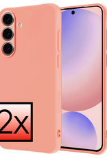 NoXx Hoes Geschikt voor Samsung S24 FE Hoesje Cover Siliconen Back Case Hoes - Perzik - 2 PACK