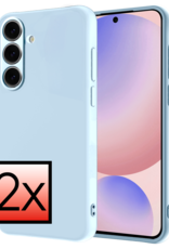 NoXx Hoes Geschikt voor Samsung S24 FE Hoesje Cover Siliconen Back Case Hoes - Lichtblauw - 2 PACK