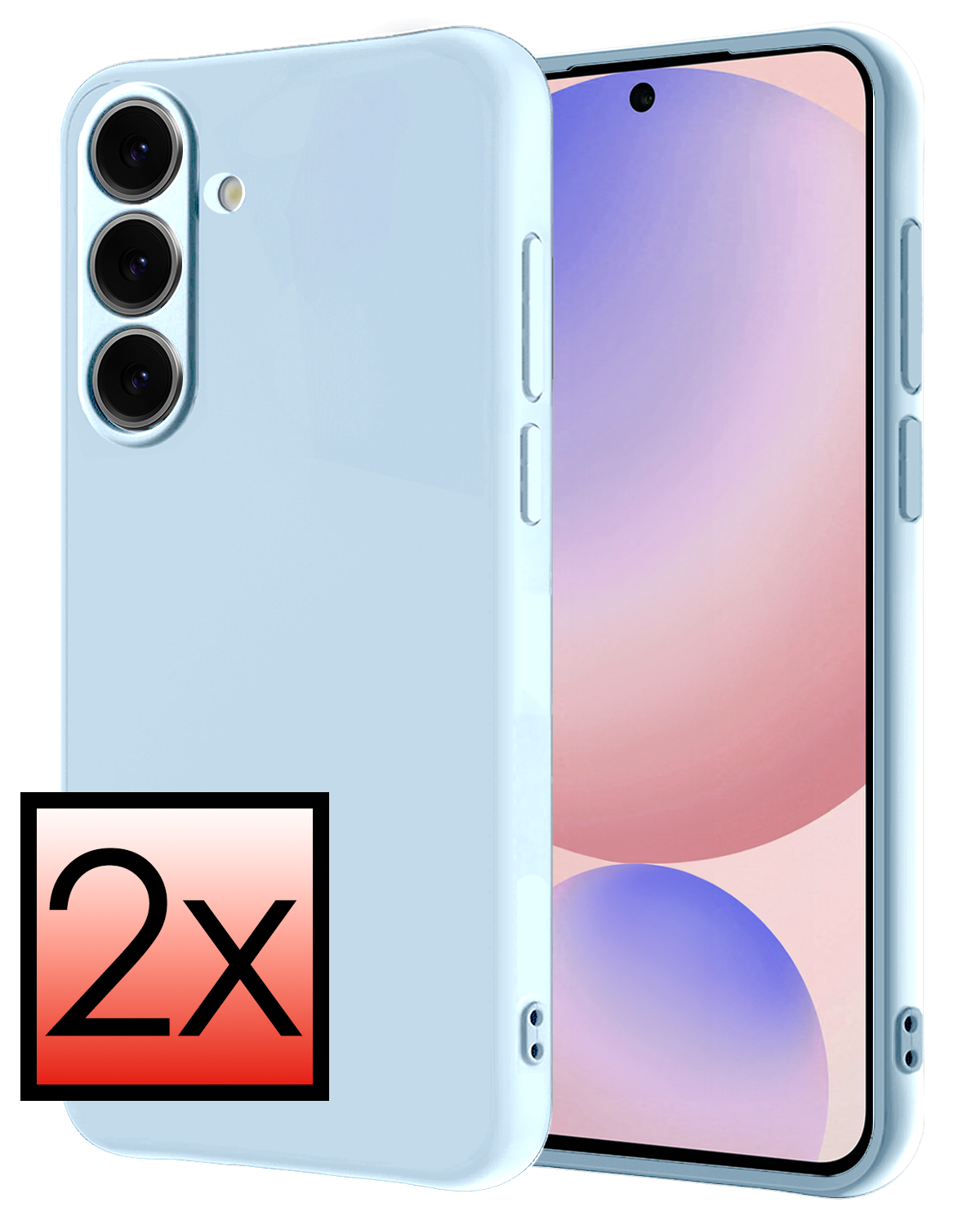 NoXx Hoes Geschikt voor Samsung S24 FE Hoesje Cover Siliconen Back Case Hoes - Lichtblauw - 2 PACK