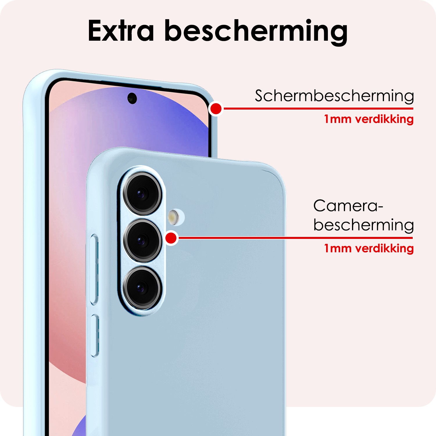 NoXx Hoes Geschikt voor Samsung S24 FE Hoesje Cover Siliconen Back Case Hoes - Lichtblauw - 2 PACK