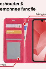 NoXx Hoes Geschikt voor Samsung A16 Hoesje Book Case Hoes Flip Cover Wallet Bookcase Met 2x Screenprotector - Donkerroze