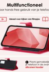 NoXx Hoes Geschikt voor Samsung A16 Hoesje Book Case Hoes Flip Cover Wallet Bookcase Met 2x Screenprotector - Donkerroze