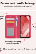 NoXx Hoes Geschikt voor Samsung A16 Hoesje Book Case Hoes Flip Cover Wallet Bookcase Met 2x Screenprotector - Donkerroze