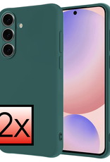 NoXx Hoes Geschikt voor Samsung S24 FE Hoesje Cover Siliconen Back Case Hoes - Donkergroen - 2 PACK