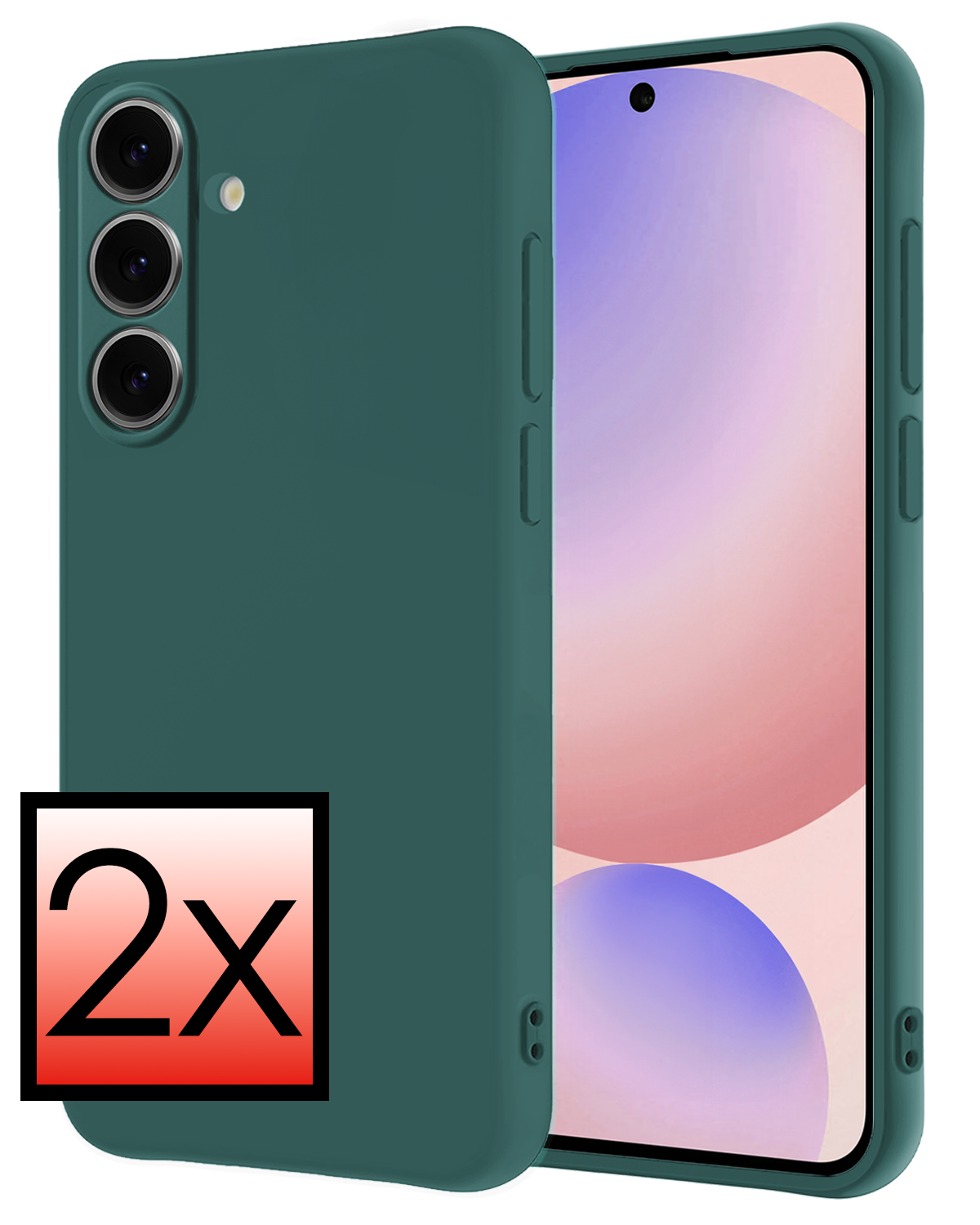 NoXx Hoes Geschikt voor Samsung S24 FE Hoesje Cover Siliconen Back Case Hoes - Donkergroen - 2 PACK