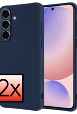 NoXx Hoes Geschikt voor Samsung S24 FE Hoesje Cover Siliconen Back Case Hoes - Donkerblauw - 2 PACK