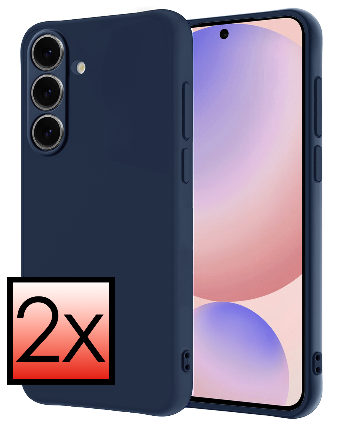 NoXx Hoes Geschikt voor Samsung S24 FE Hoesje Cover Siliconen Back Case Hoes - Donkerblauw - 2 PACK