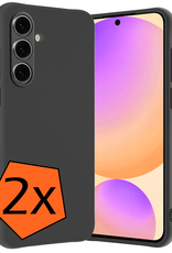 Nomfy Hoesje Geschikt voor Samsung S24 FE Hoesje Siliconen Cover Case - Hoes Geschikt voor Samsung Galaxy S24 FE Hoes Back Case - 2-PACK - Zwart