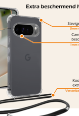 Nomfy Hoesje Geschikt voor Google Pixel 9 Pro Hoesje Siliconen Shock Proof Hoesje Met Koord Case Met Telefoonkoord - Hoes Geschikt voor Google Pixel 9 Pro Hoesje Cover Shockproof Met Koord - Transparant