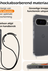 Nomfy Hoesje Geschikt voor Google Pixel 9 Pro Hoesje Siliconen Shock Proof Hoesje Met Koord Case Met Telefoonkoord - Hoes Geschikt voor Google Pixel 9 Pro Hoesje Cover Shockproof Met Koord - Transparant