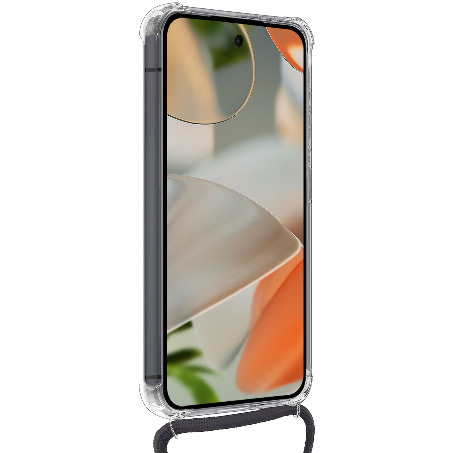 Nomfy Hoesje Geschikt voor Google Pixel 9 Pro Hoesje Siliconen Shock Proof Hoesje Met Koord Case Met Telefoonkoord - Hoes Geschikt voor Google Pixel 9 Pro Hoesje Cover Shockproof Met Koord - Transparant