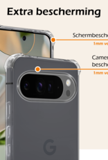 Nomfy Hoesje Geschikt voor Google Pixel 9 Pro Hoesje Siliconen Shock Proof Case Hoes Met Screenprotector - Hoes Geschikt voor Google Pixel 9 Pro Hoes Cover Case Shockproof - Transparant