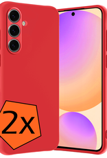 Nomfy Hoesje Geschikt voor Samsung S24 FE Hoesje Siliconen Cover Case - Hoes Geschikt voor Samsung Galaxy S24 FE Hoes Back Case - 2-PACK - Rood