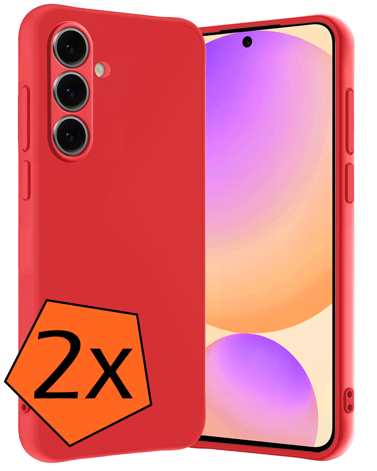 Nomfy Hoesje Geschikt voor Samsung S24 FE Hoesje Siliconen Cover Case - Hoes Geschikt voor Samsung Galaxy S24 FE Hoes Back Case - 2-PACK - Rood