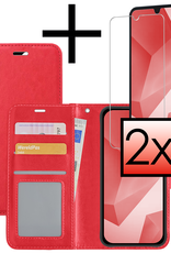 NoXx Hoes Geschikt voor Samsung A16 Hoesje Book Case Hoes Flip Cover Wallet Bookcase Met 2x Screenprotector - Rood
