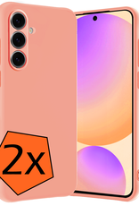 Nomfy Hoesje Geschikt voor Samsung S24 FE Hoesje Siliconen Cover Case - Hoes Geschikt voor Samsung Galaxy S24 FE Hoes Back Case - 2-PACK - Perzik