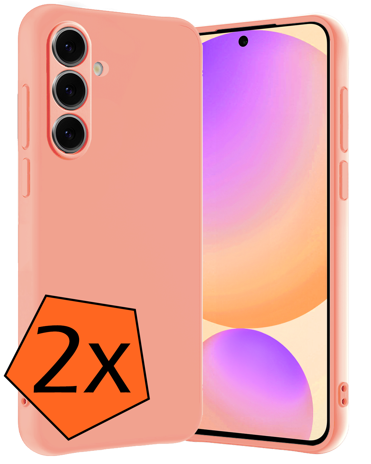 Nomfy Hoesje Geschikt voor Samsung S24 FE Hoesje Siliconen Cover Case - Hoes Geschikt voor Samsung Galaxy S24 FE Hoes Back Case - 2-PACK - Perzik