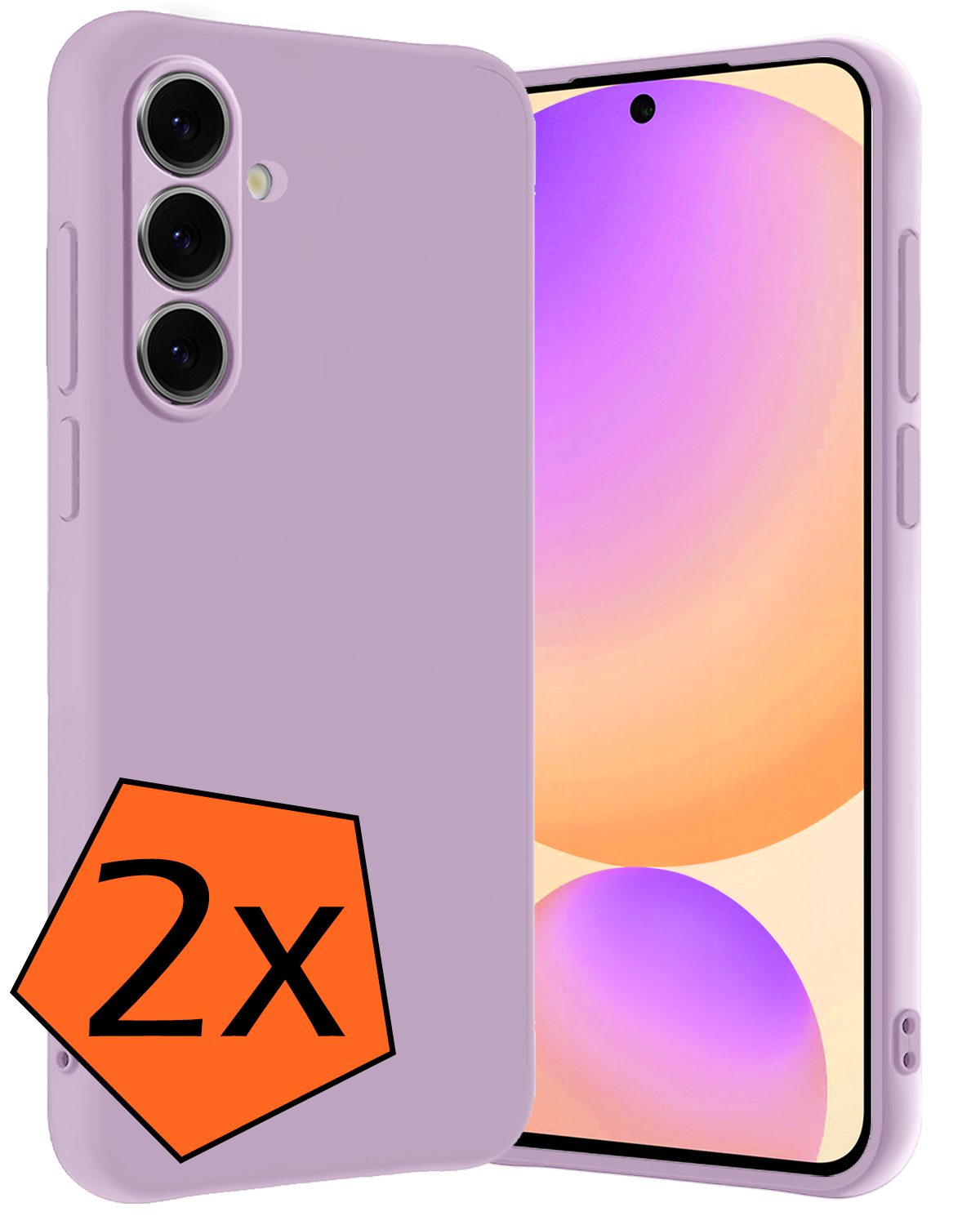 Nomfy Hoesje Geschikt voor Samsung S24 FE Hoesje Siliconen Cover Case - Hoes Geschikt voor Samsung Galaxy S24 FE Hoes Back Case - 2-PACK - Lila