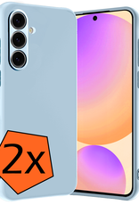 Nomfy Hoesje Geschikt voor Samsung S24 FE Hoesje Siliconen Cover Case - Hoes Geschikt voor Samsung Galaxy S24 FE Hoes Back Case - 2-PACK - Lichtblauw