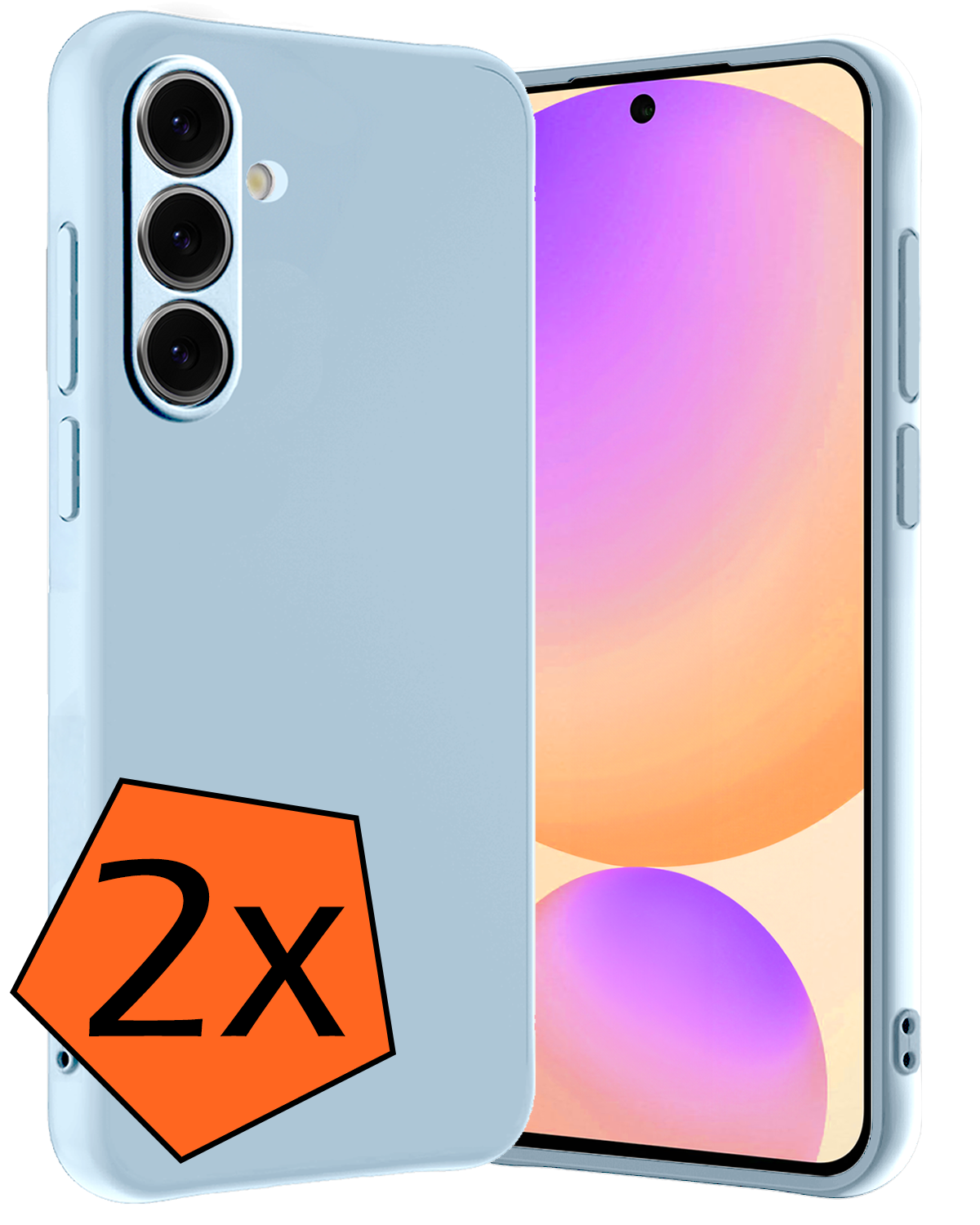 Nomfy Hoesje Geschikt voor Samsung S24 FE Hoesje Siliconen Cover Case - Hoes Geschikt voor Samsung Galaxy S24 FE Hoes Back Case - 2-PACK - Lichtblauw