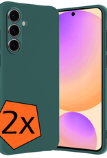 Nomfy Hoesje Geschikt voor Samsung S24 FE Hoesje Siliconen Cover Case - Hoes Geschikt voor Samsung Galaxy S24 FE Hoes Back Case - 2-PACK - Donkergroen