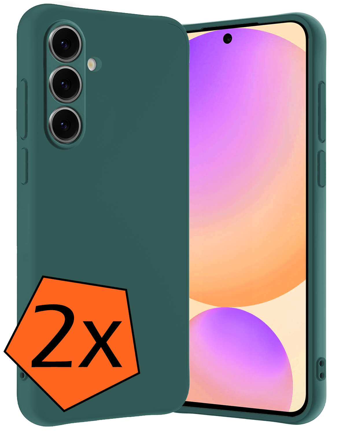 Nomfy Hoesje Geschikt voor Samsung S24 FE Hoesje Siliconen Cover Case - Hoes Geschikt voor Samsung Galaxy S24 FE Hoes Back Case - 2-PACK - Donkergroen