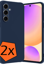 Nomfy Hoesje Geschikt voor Samsung S24 FE Hoesje Siliconen Cover Case - Hoes Geschikt voor Samsung Galaxy S24 FE Hoes Back Case - 2-PACK - Donkerblauw
