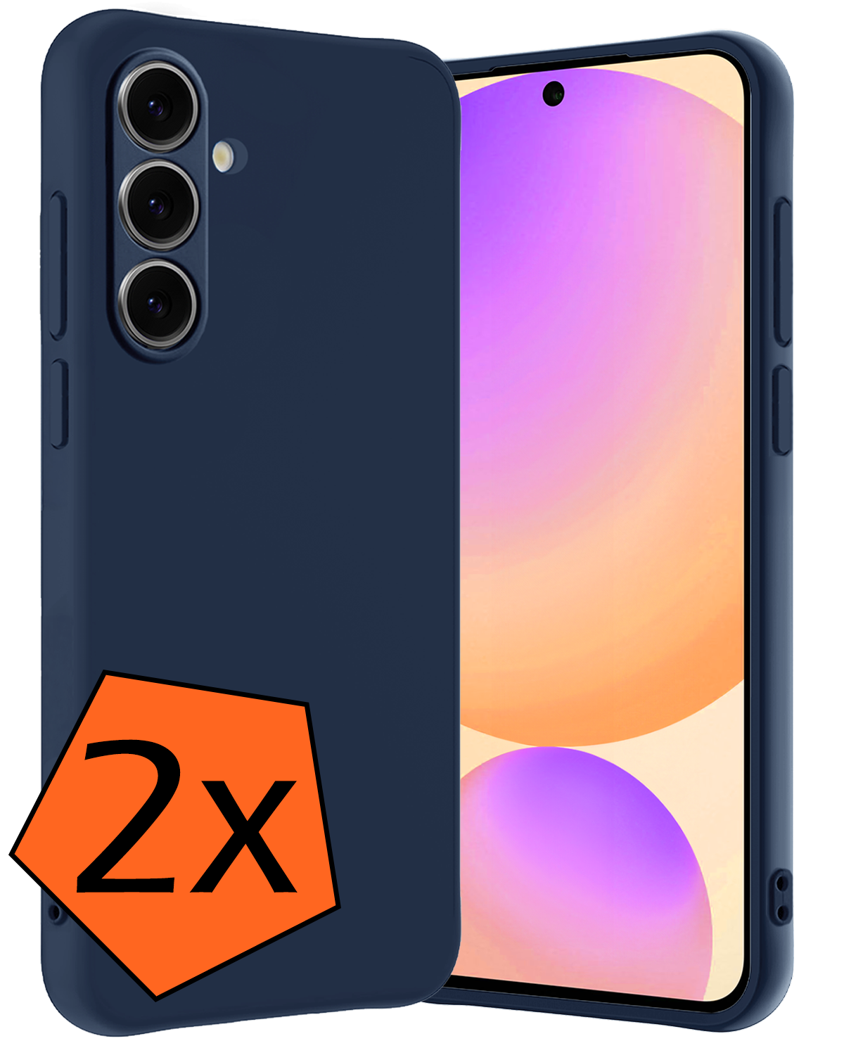 Nomfy Hoesje Geschikt voor Samsung S24 FE Hoesje Siliconen Cover Case - Hoes Geschikt voor Samsung Galaxy S24 FE Hoes Back Case - 2-PACK - Donkerblauw