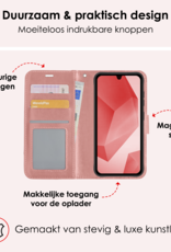 NoXx Hoes Geschikt voor Samsung A16 Hoesje Book Case Hoes Flip Cover Wallet Bookcase Met 2x Screenprotector - Rosé goud